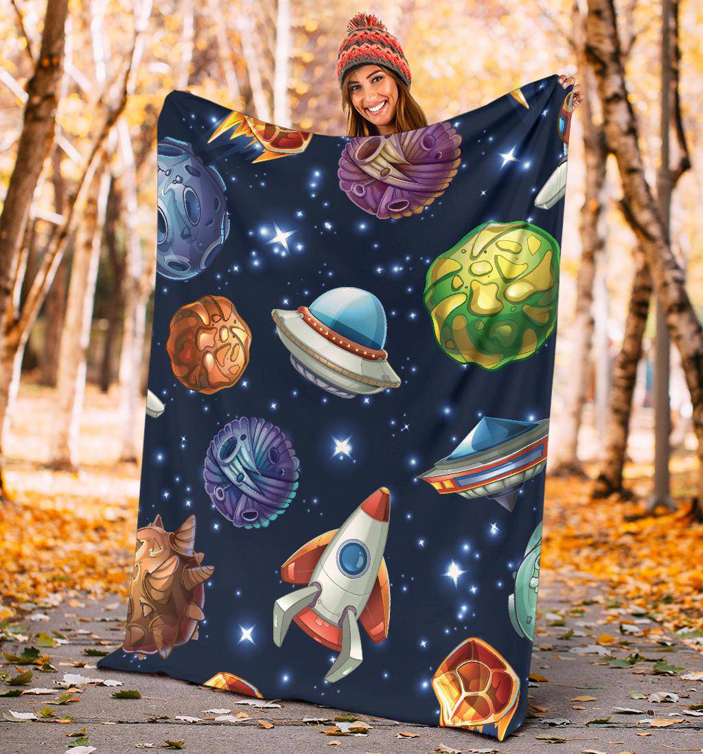 Stars Ships Moons Planet Space Premium Blanket - Top Content | POD Collection | Free Shipping