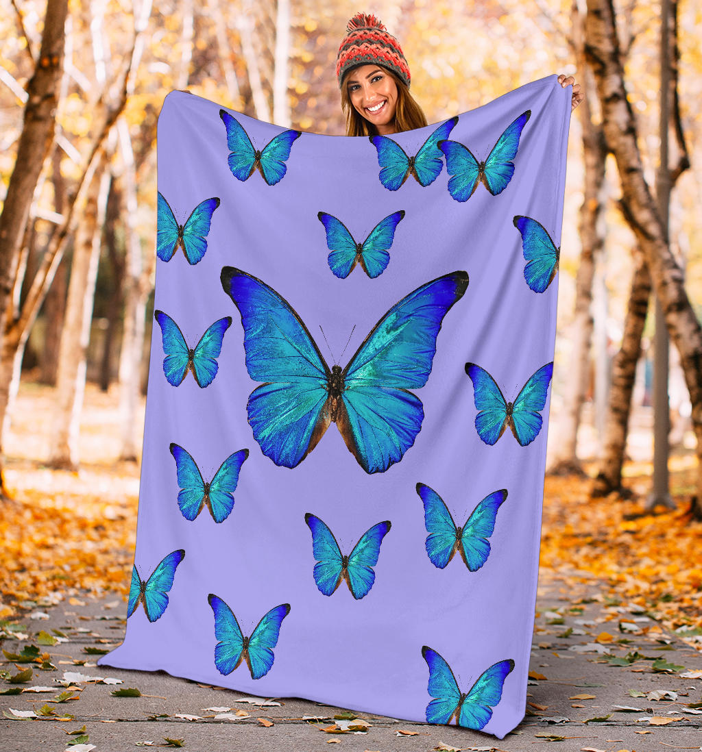 beautiful blue butterflies purple blanket - Top Content | POD Collection | Free Shipping