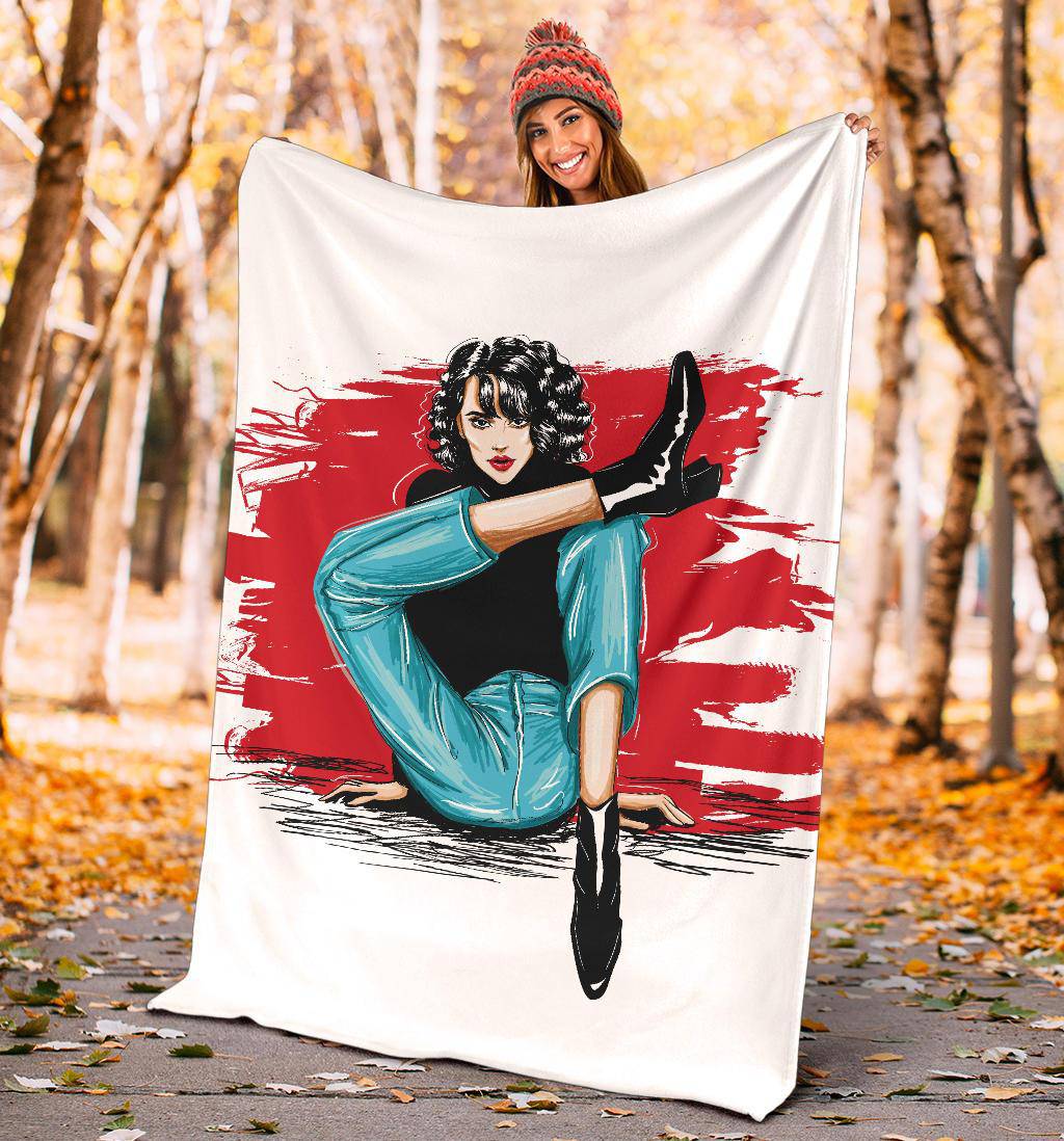 Cool Stylish Woman Posing Premium Blanket - Top Content | POD Collection | Free Shipping