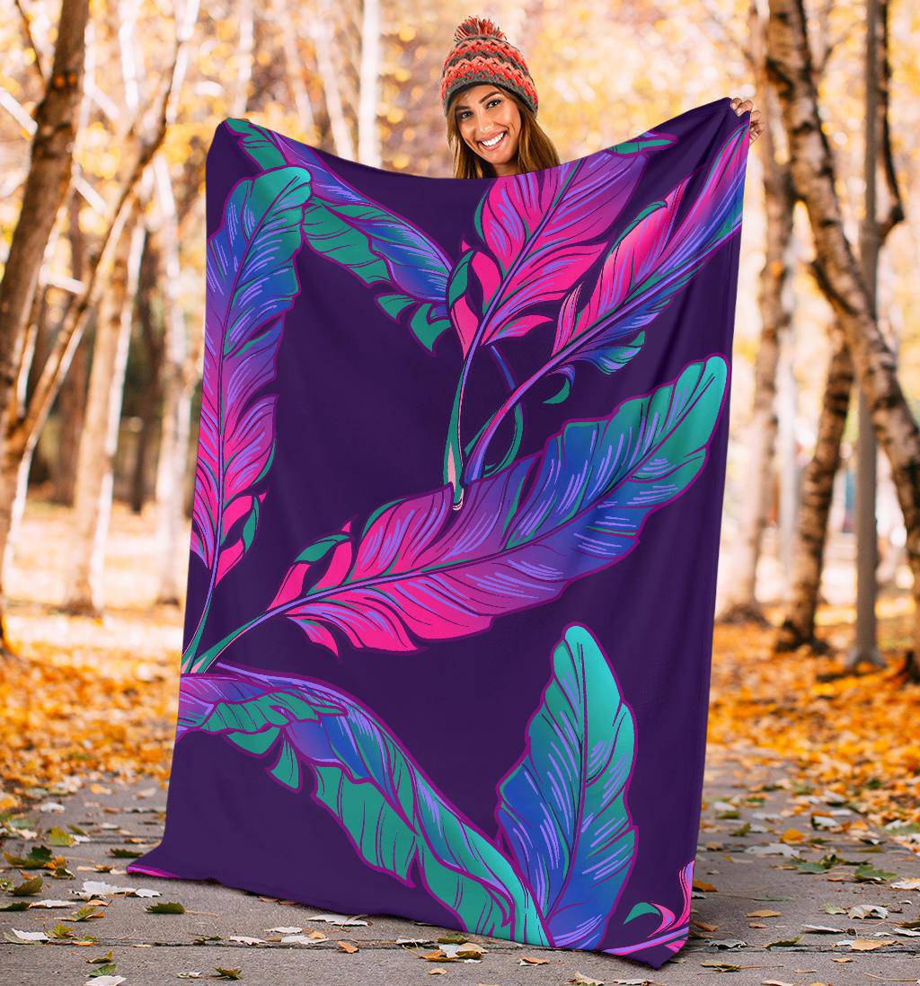 Dark Purple Banana Plant Leaves Premium Blanket - Top Content | POD Collection | Free Shipping