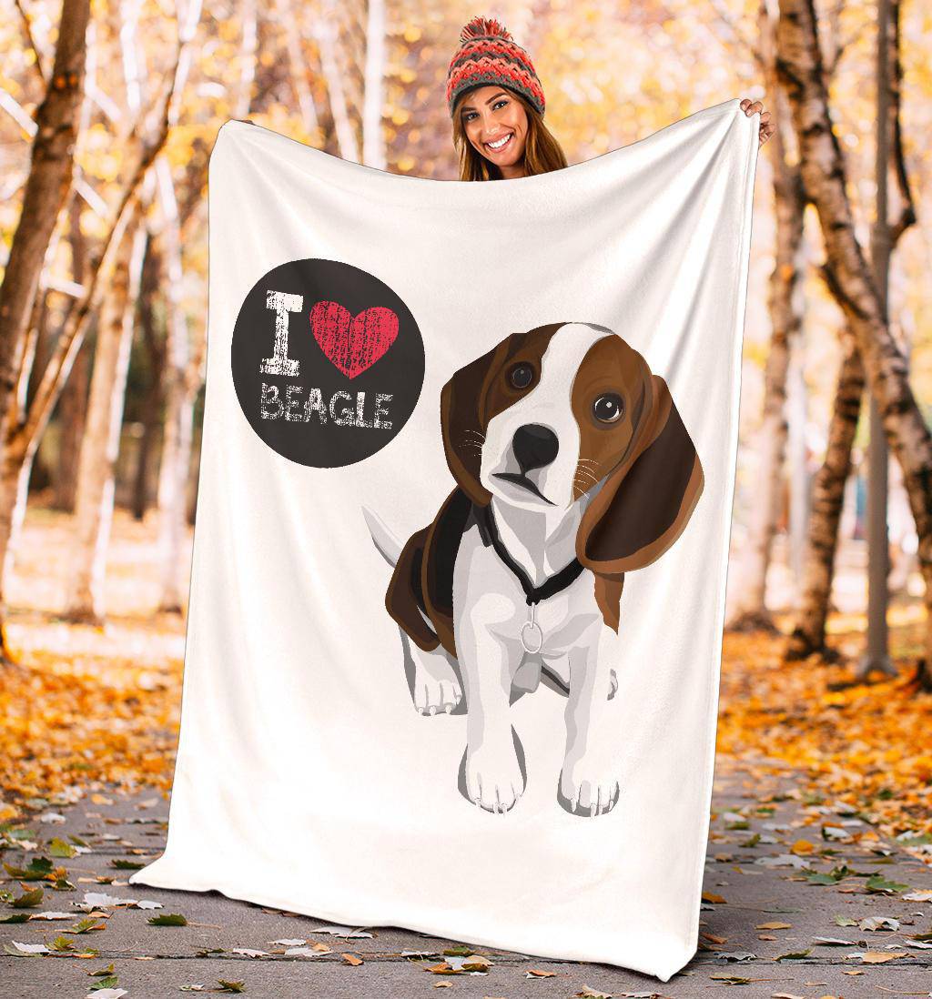 I Love Beagle, Your Pet Dog Cartoon Illustration Premium Blanket - Top Content | POD Collection | Free Shipping