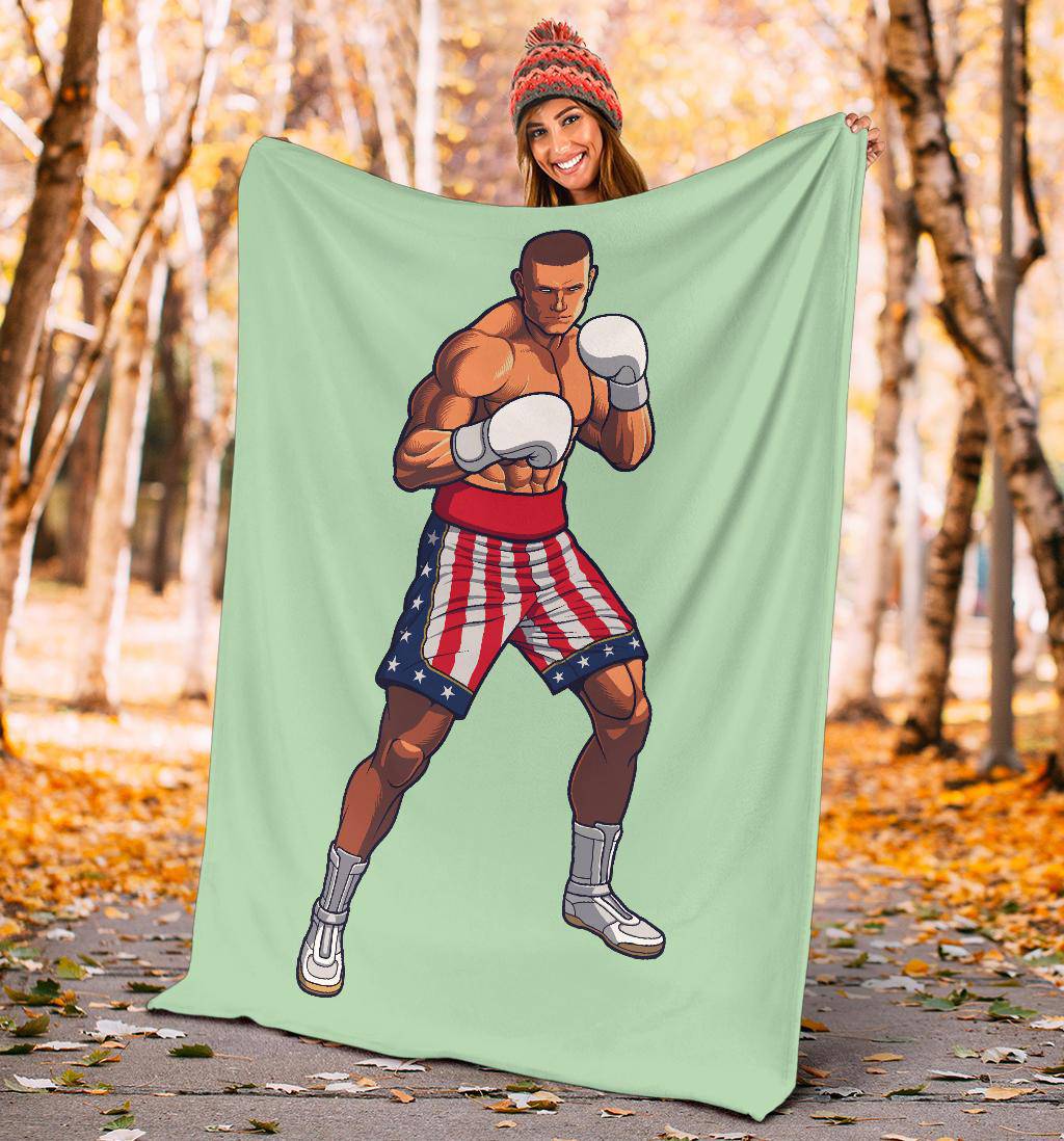 Boxing Fighter USA Flag Cartoon Premium Blanket - Top Content | POD Collection | Free Shipping