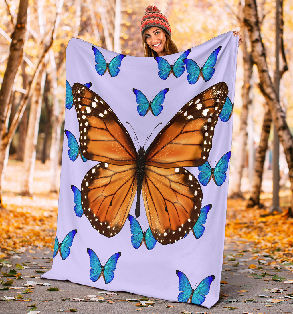 big butterfly with blue butterflies blanket - Top Content | POD Collection | Free Shipping