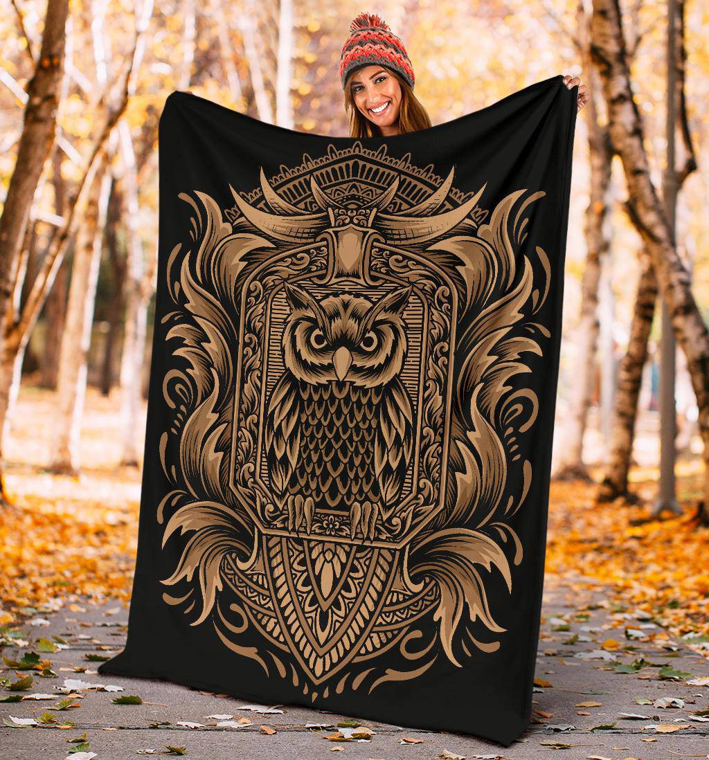 Owl Bird With Vintage Ornaments Premium Blanket - Top Content | POD Collection | Free Shipping