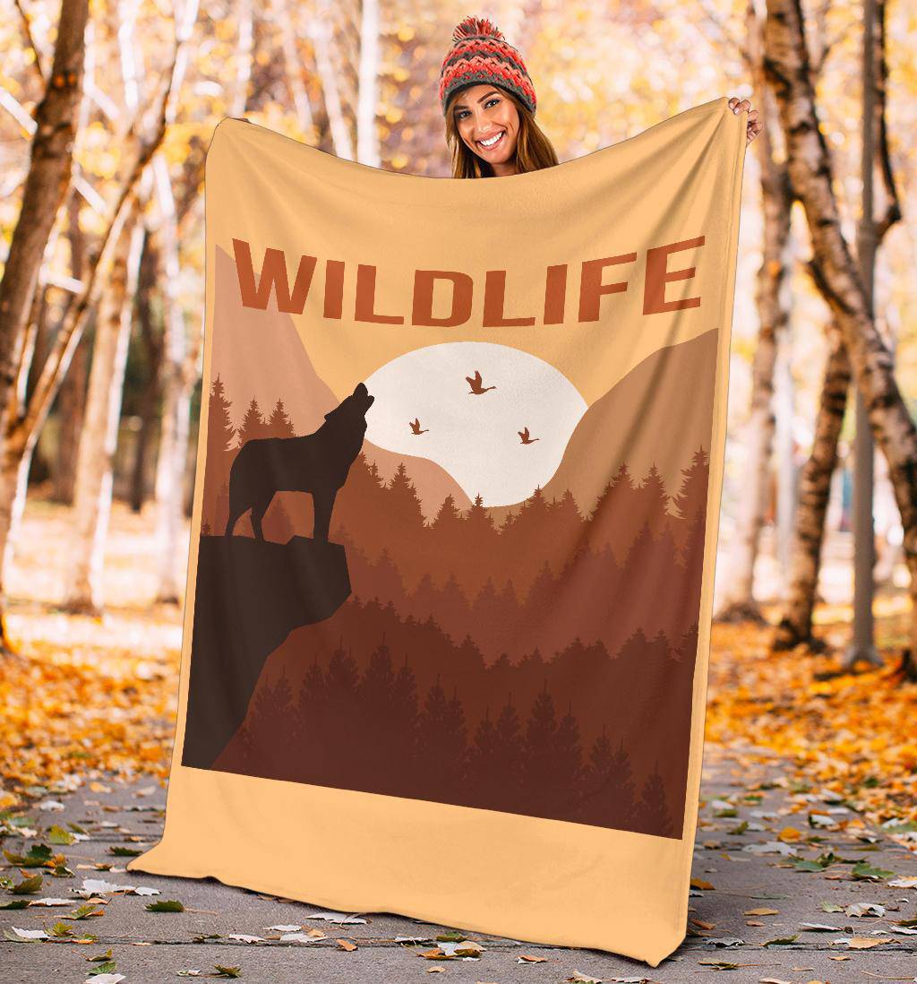 Wild Life Wolf Howling Premium Blanket - Top Content | POD Collection | Free Shipping