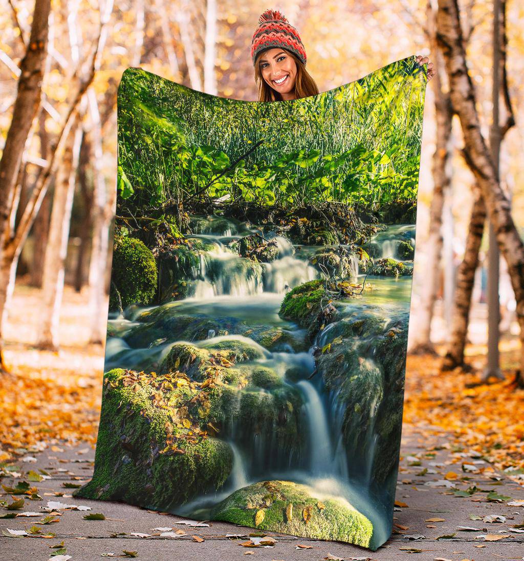 Croatia National Park Piltvice Waterfalls Nature Green Travel Premium Blanket - Top Content | POD Collection | Free Shipping