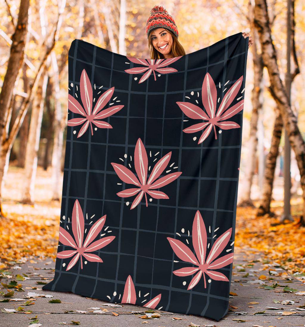 Pink Cannabis Weed Leaves Pattern Premium Blanket - Top Content | POD Collection | Free Shipping