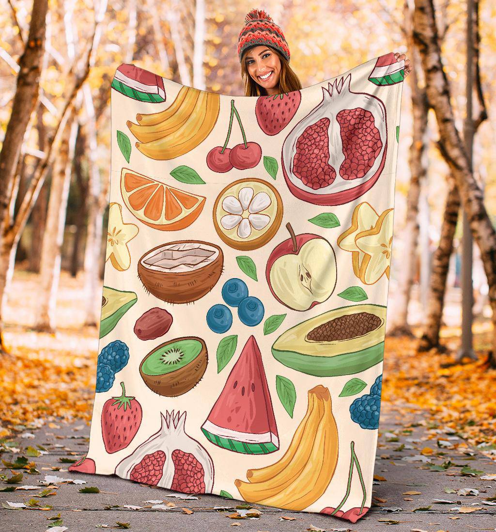 Hand Drawn Fruit Pattern Premium Blanket - Top Content | POD Collection | Free Shipping