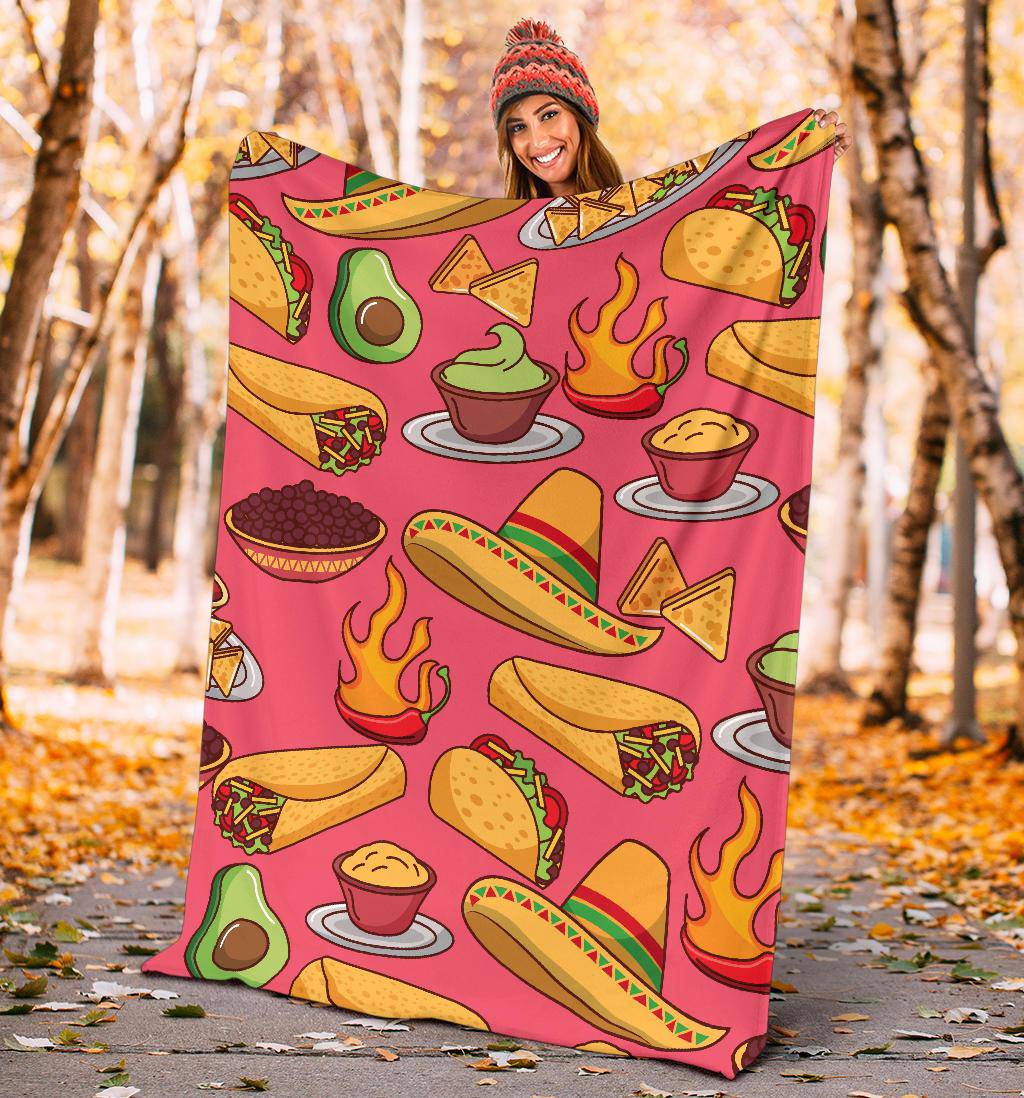 Mexican Food Tacos Hot Chili Sombrero Premium Blanket - Top Content | POD Collection | Free Shipping