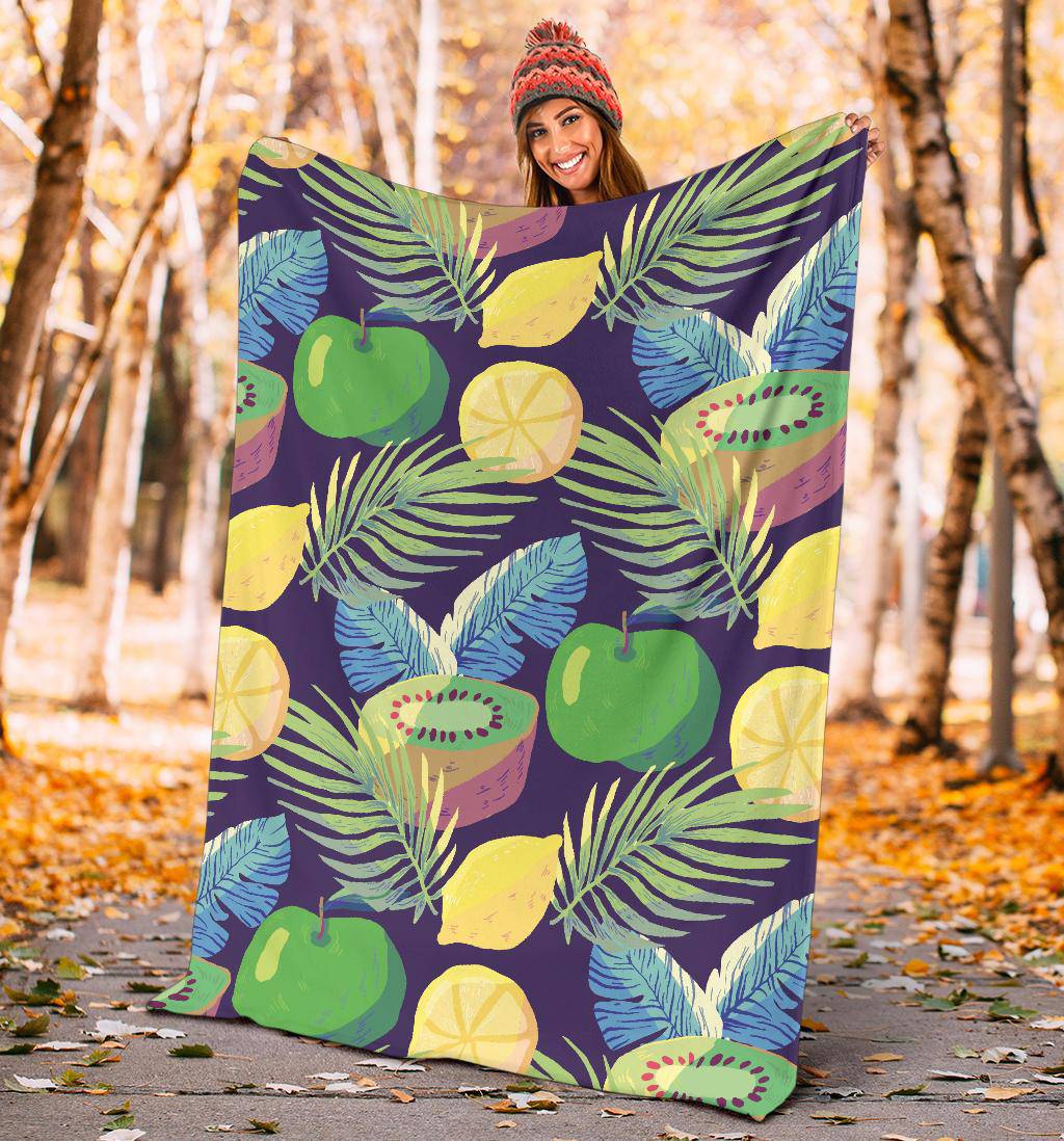 Lemon Kiwi Apple Fruits Pattern Premium Blanket - Top Content | POD Collection | Free Shipping