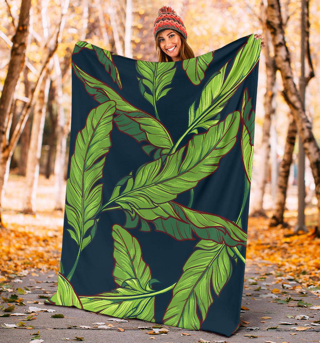 Green Banana Plant Leaves Premium Blanket - Top Content | POD Collection | Free Shipping