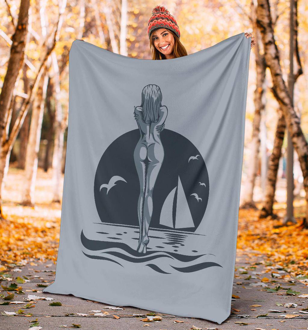 Nude Girl At Sea Sunset Art Premium Blanket - Top Content | POD Collection | Free Shipping