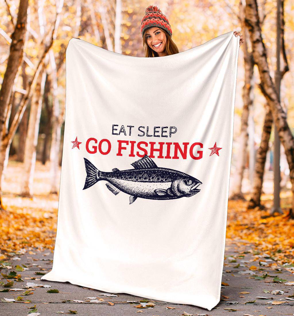 Gift For Fisherman Premium Blanket, Eat Sleep Go Fishing - Top Content | POD Collection | Free Shipping