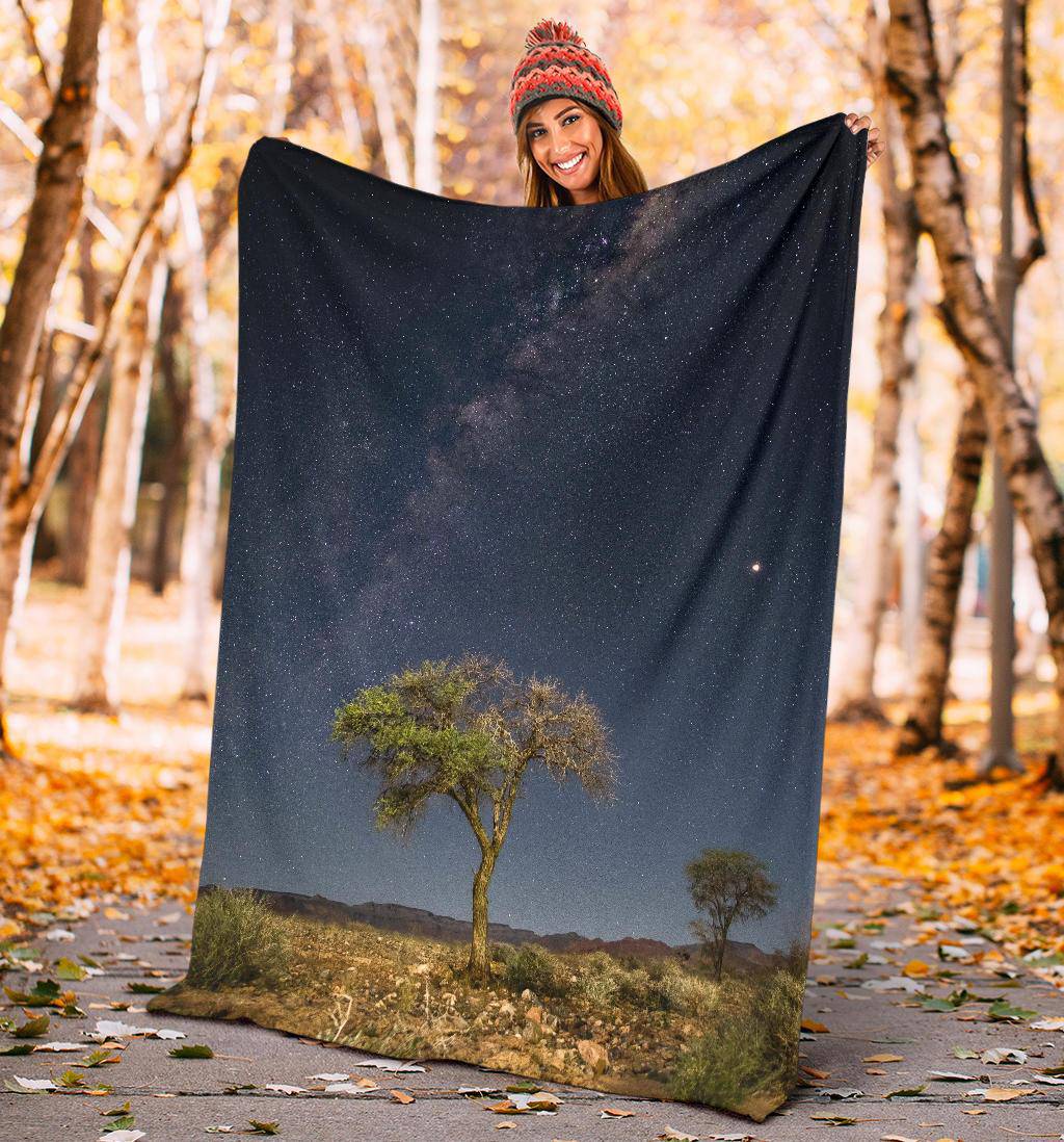 Tree Stars Night Sky Dark Premium Blanket - Top Content | POD Collection | Free Shipping