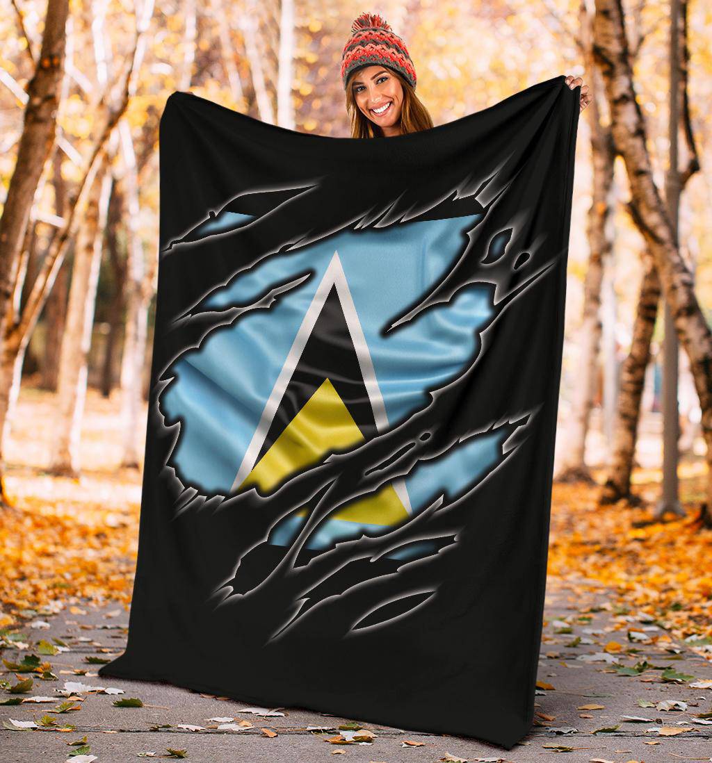 Saint Lucia Flag Premium Blanket - Top Content | POD Collection | Free Shipping