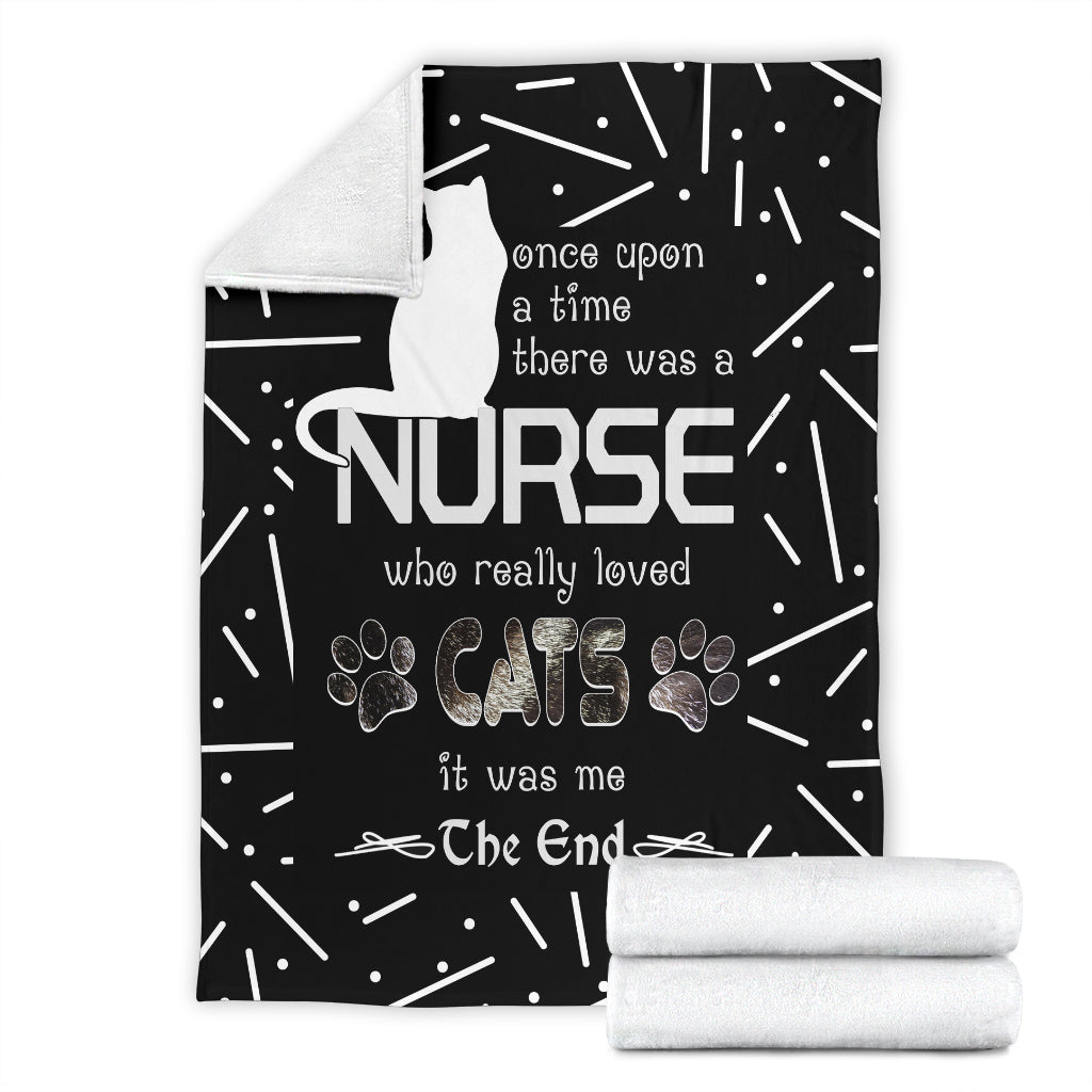 Cat Lover Nurse Fleece Blanket