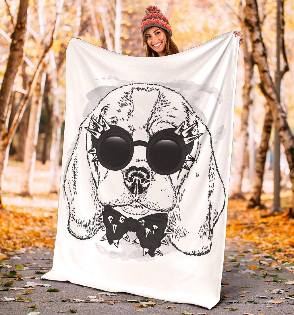 Cool Beagle Punk Dog with Sunglasses Premium Blanket - Top Content | POD Collection | Free Shipping