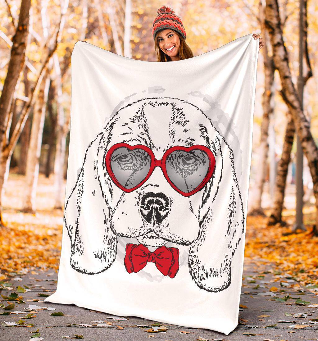 Beagle Dog Breed with Cute Heart Sunglasses Premium Blanket - Top Content | POD Collection | Free Shipping