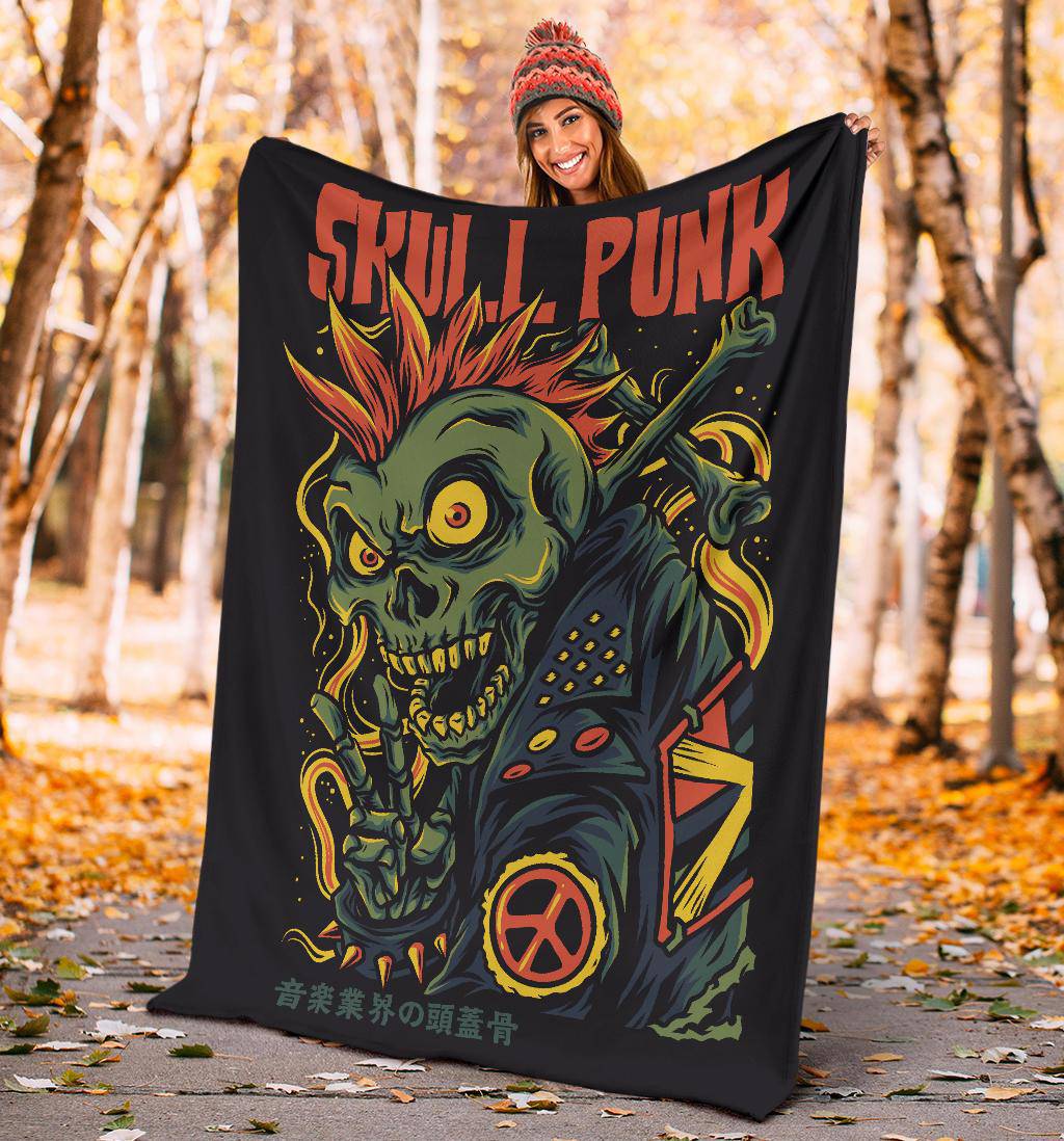 Skull Punk Funny Art Cartoon Premium Blanket - Top Content | POD Collection | Free Shipping