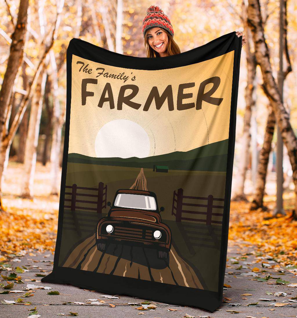 The Family's Farmer Cartoon Premium Blanket - Top Content | POD Collection | Free Shipping