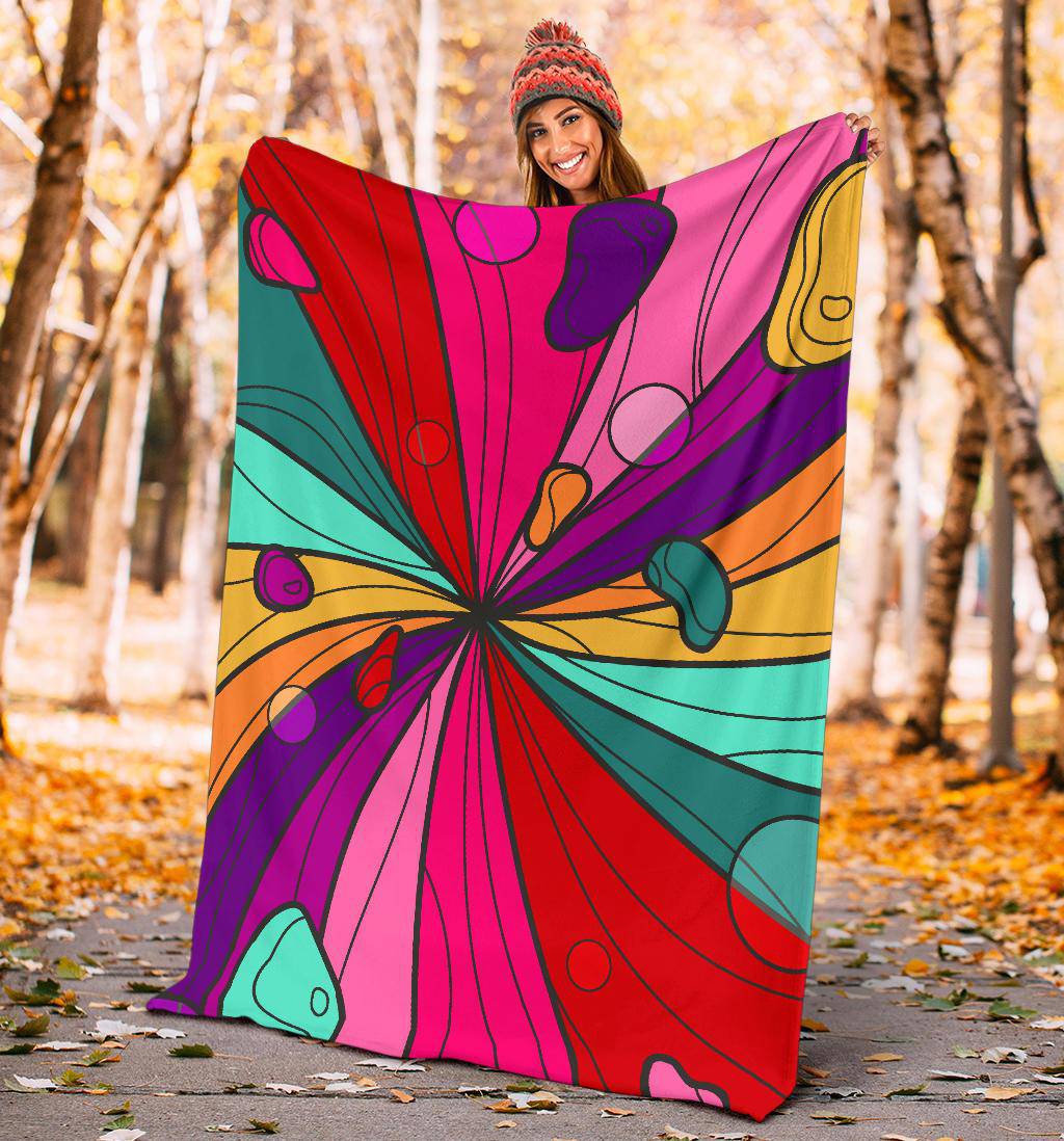 Hand Drawn Colourful Vivid Groovy Background Premium Blanket - Top Content | POD Collection | Free Shipping