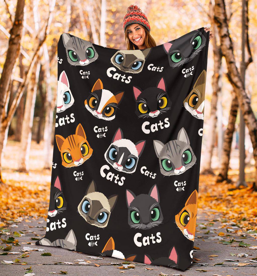 Cute Beautiful Cats Pattern Cartoon Style Drawing Premium Blanket - Top Content | POD Collection | Free Shipping