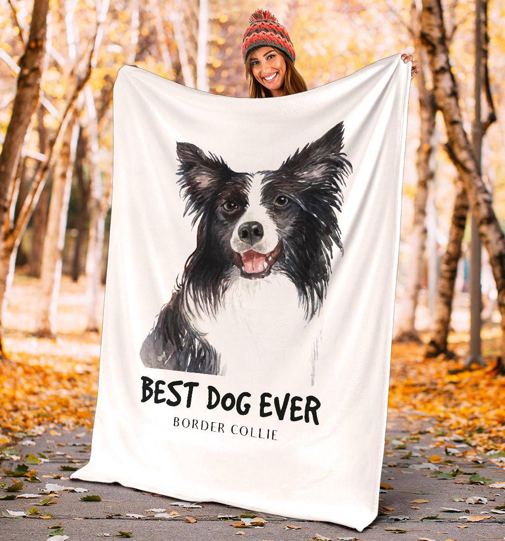 Best Dog Ever Premium Blanket, Border Collie Portrait Drawing - Top Content | POD Collection | Free Shipping