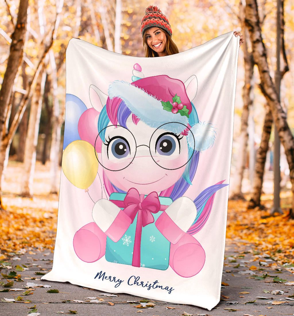 winter unicorn with baloons merry christmas blanket - Top Content | POD Collection | Free Shipping