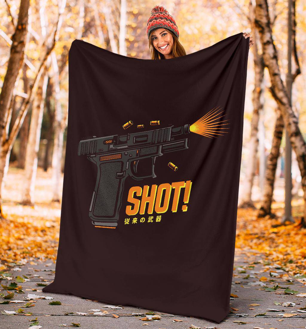 Premium Blanket Gun Pistol Cartoon Shots Fired Background - Top Content | POD Collection | Free Shipping