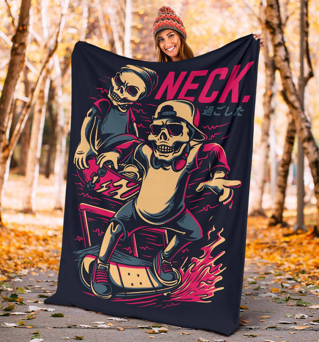 Premium Blanket Neck Skull Skater Cartoon - Top Content | POD Collection | Free Shipping