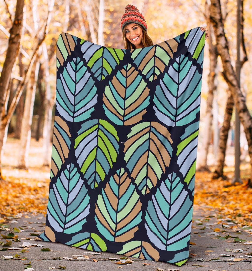 Symmetrical Colorful Leaf Pattern Premium Blanket - Top Content | POD Collection | Free Shipping