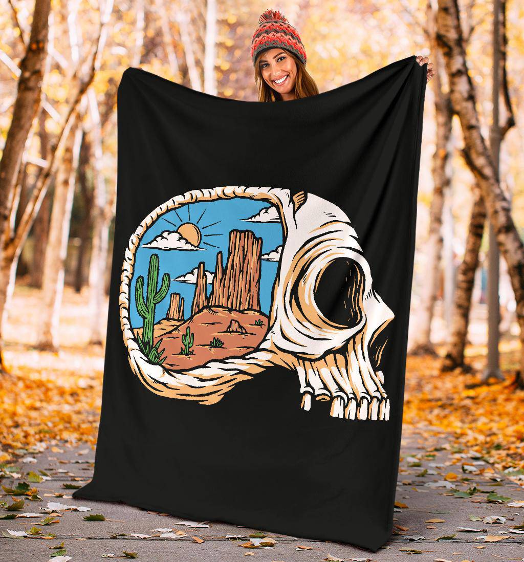 Skull Head Desert Views In My Mind Cartoon Premium Blanket - Top Content | POD Collection | Free Shipping