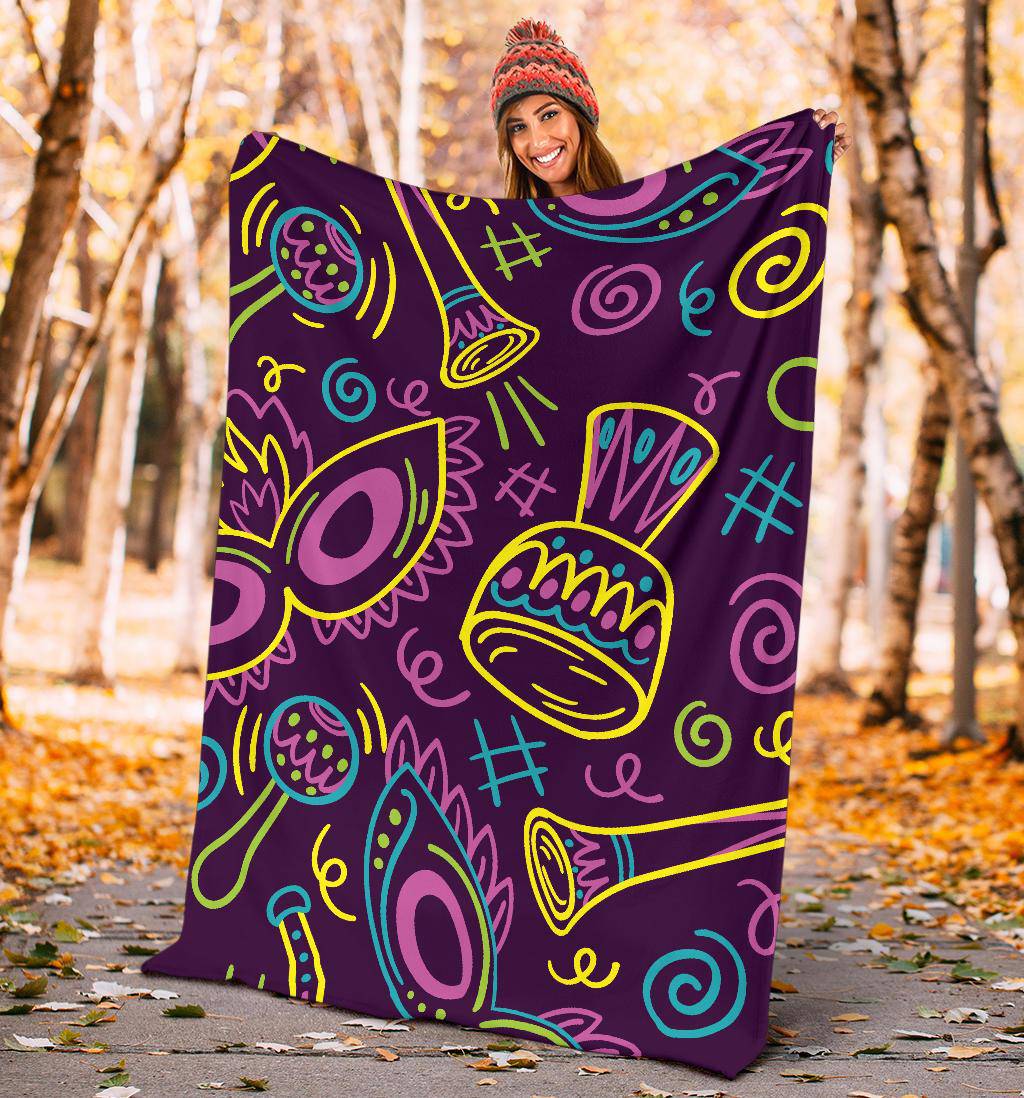 Hand Drawn Brazilian Carnival Pattern Premium Blanket - Top Content | POD Collection | Free Shipping