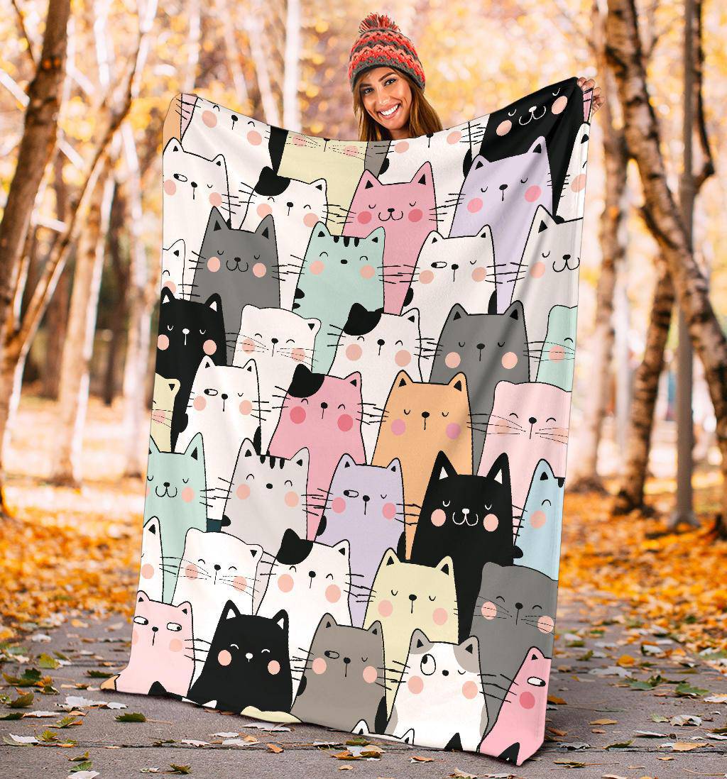 Colourful Cat Pattern Premium Blanket - Top Content | POD Collection | Free Shipping