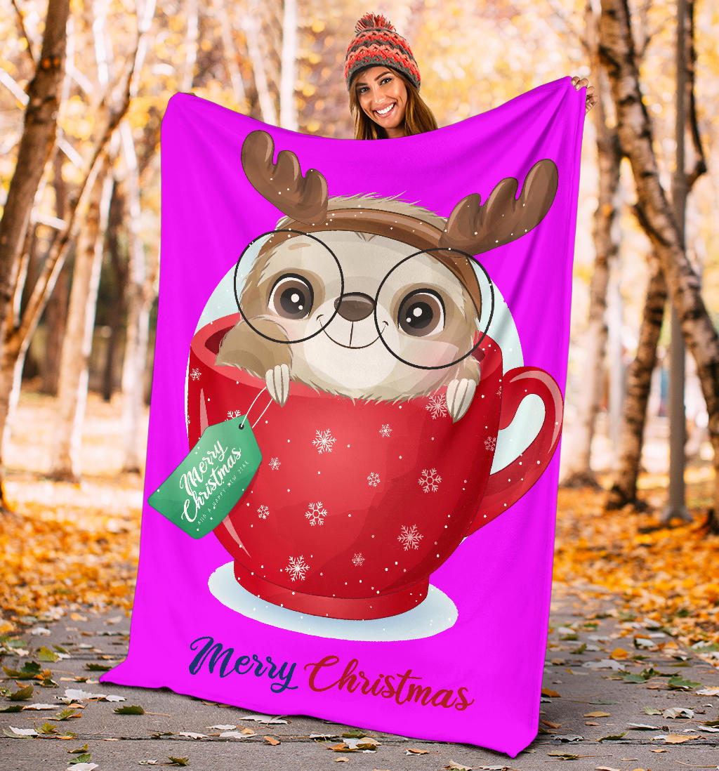 cute doodle sloth christmas day with watercolor pink blanket - Top Content | POD Collection | Free Shipping