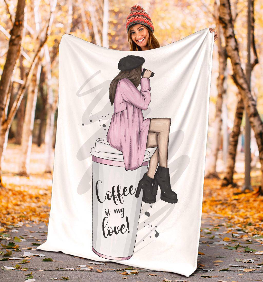 Beautiful Girl Coffee is my love cup Premium Blanket - Top Content | POD Collection | Free Shipping