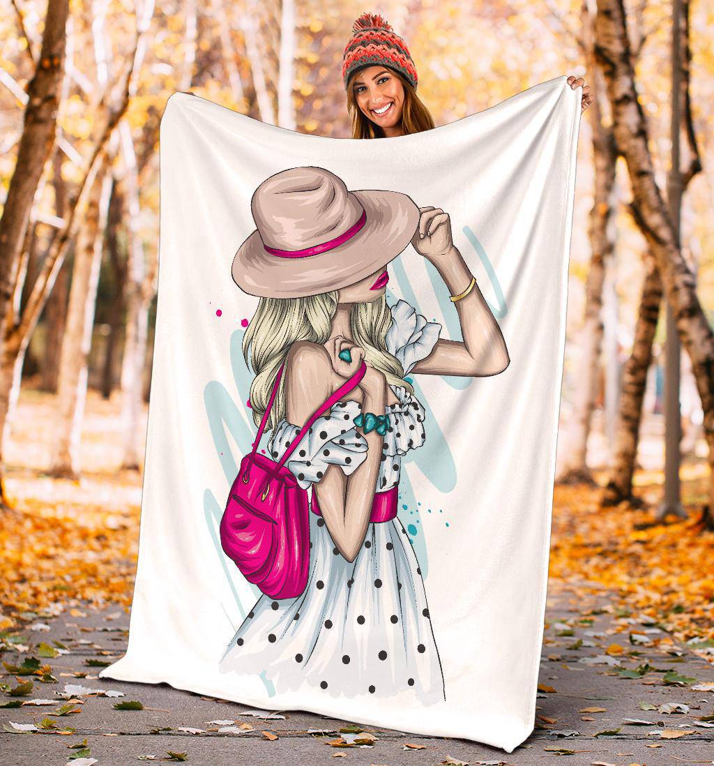 Stylish Summer Girl Cartoon Premium Blanket - Top Content | POD Collection | Free Shipping