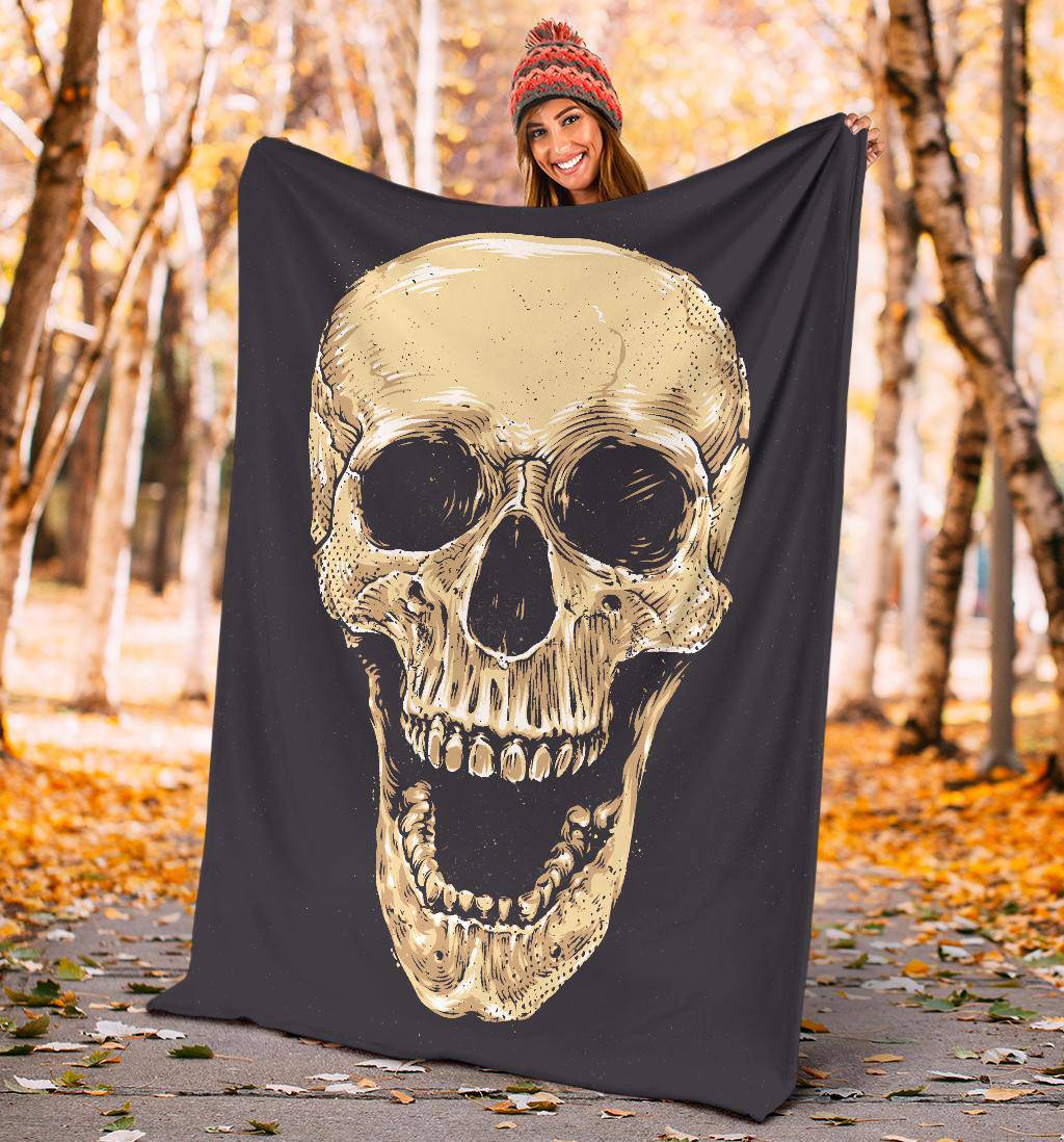 Realistic Skull Hand Drawn Art Cartoon Premium Blanket - Top Content | POD Collection | Free Shipping