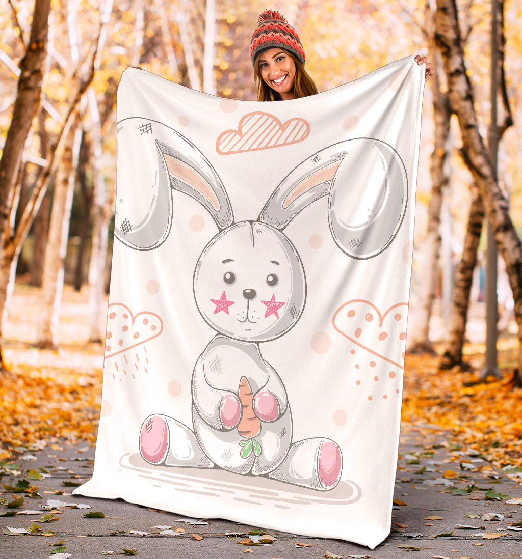 cute teddy rabbit cartoon illustration blanket - Top Content | POD Collection | Free Shipping