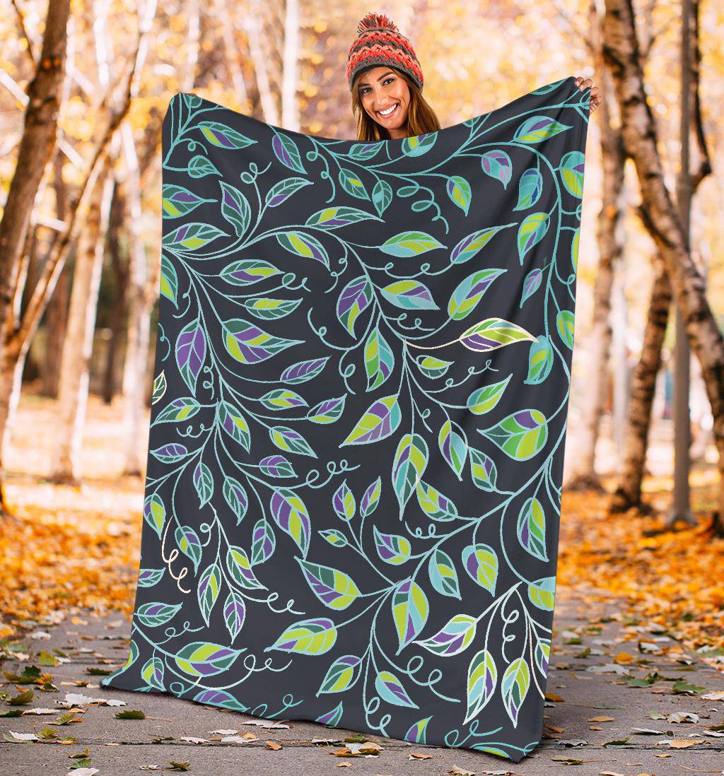 Nature Blue Green Leaves Plant Premium Blanket - Top Content | POD Collection | Free Shipping