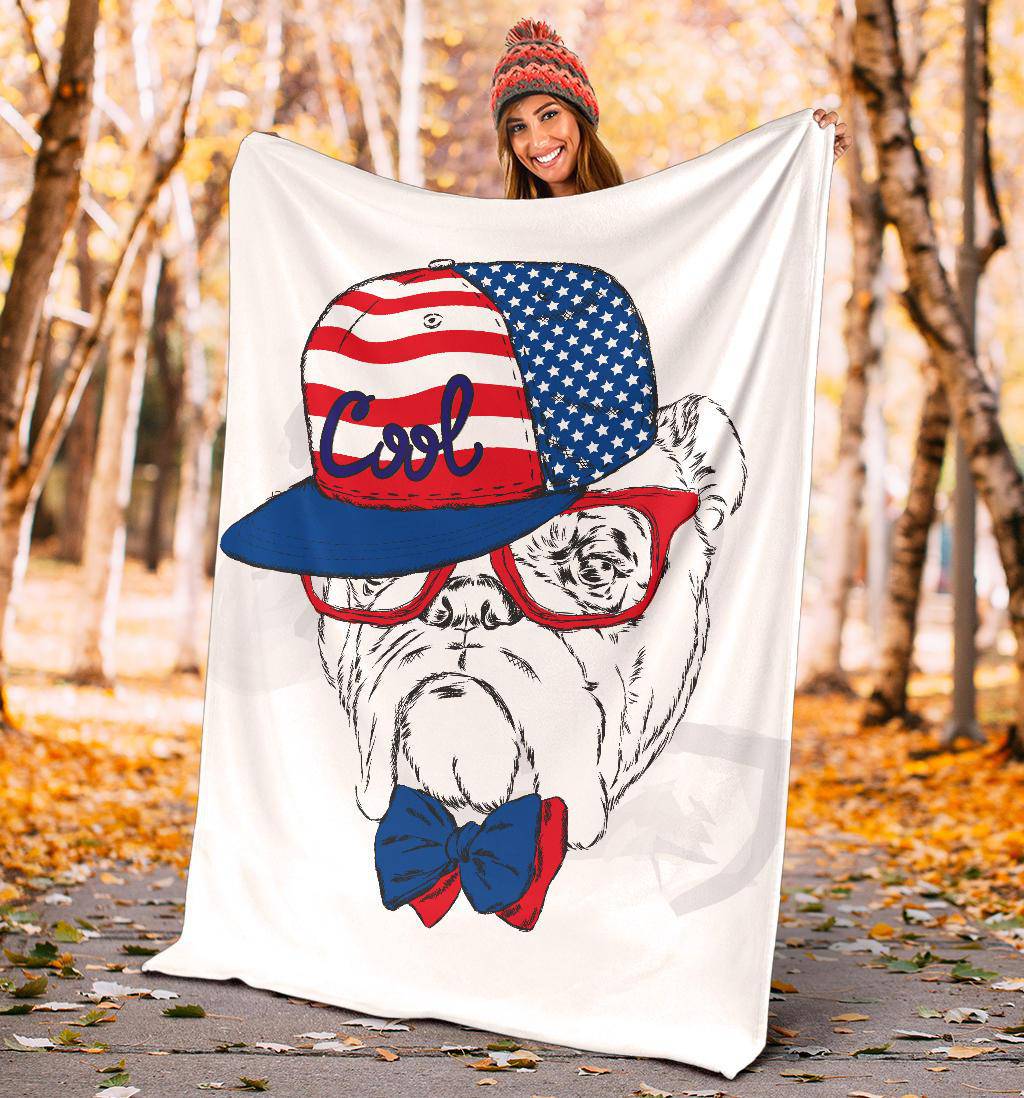 Stylish Snapback American Dog Premium Blanket - Top Content | POD Collection | Free Shipping