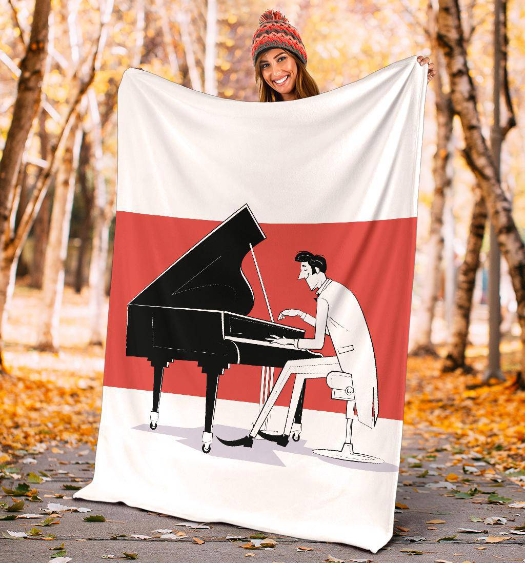 Pianist Cartoon Drawing, Musician Premium Blanket - Top Content | POD Collection | Free Shipping