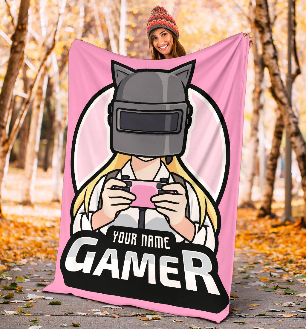 Gamer Girl Cat Blanket