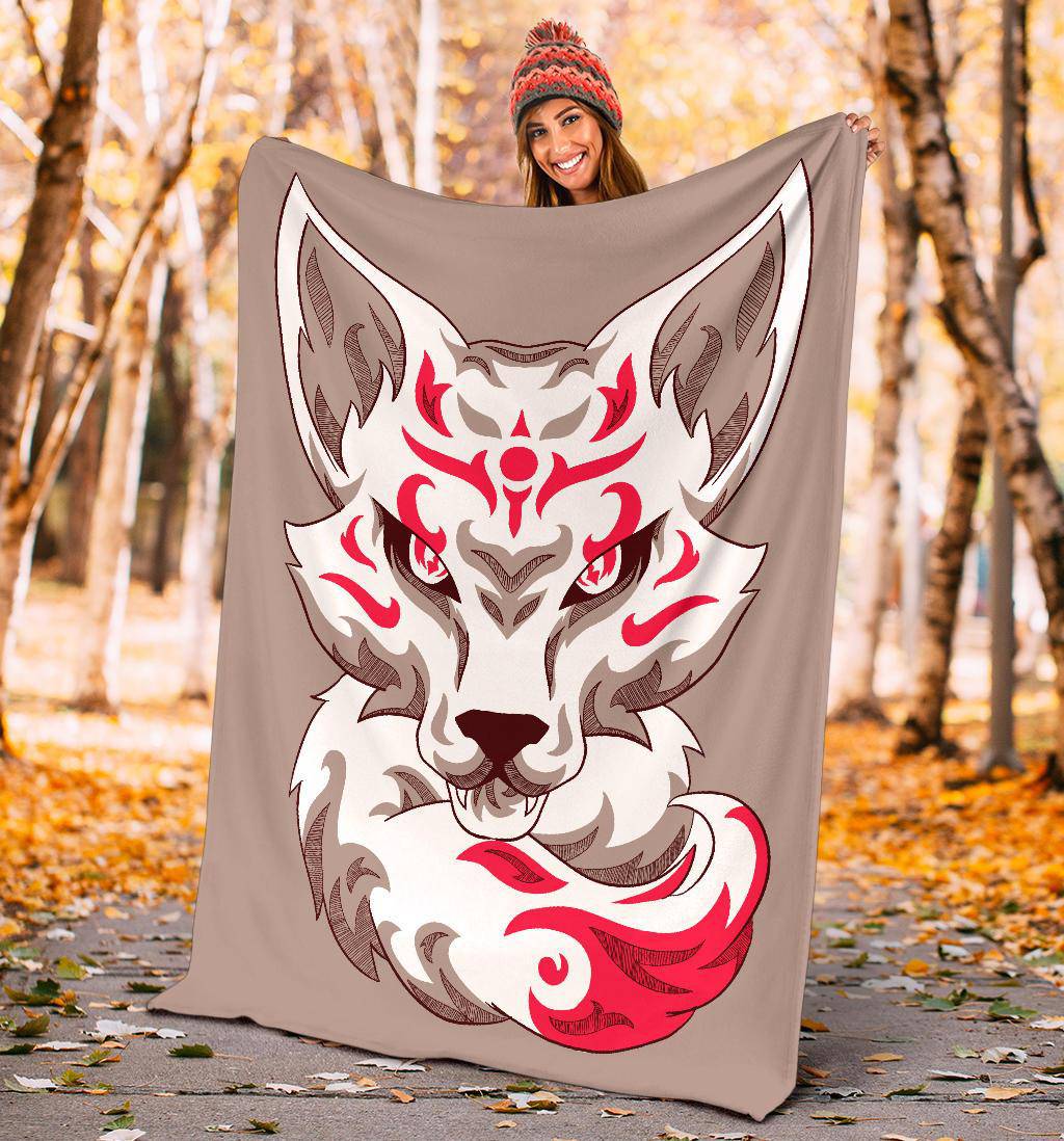 Kitsune Japanese Art Fox Premium Blanket - Top Content | POD Collection | Free Shipping