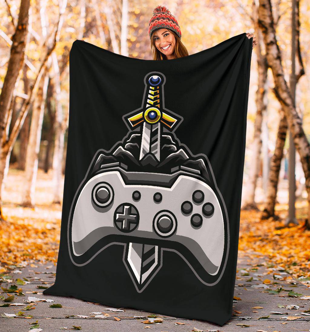 Premium Blanket Gaming Joy Stick With Sword Cartoon - Top Content | POD Collection | Free Shipping