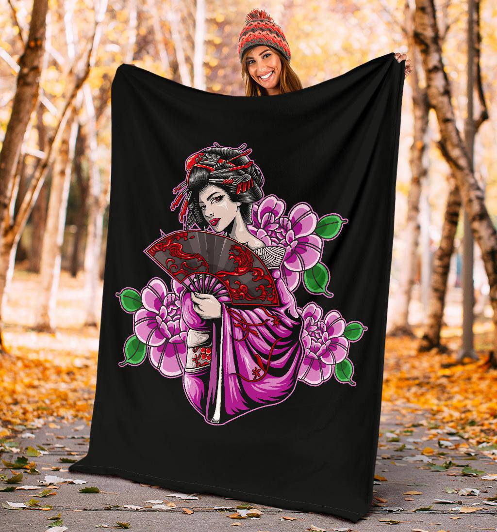 Beautiful Geisha Art Illustration Premium Blanket - Top Content | POD Collection | Free Shipping