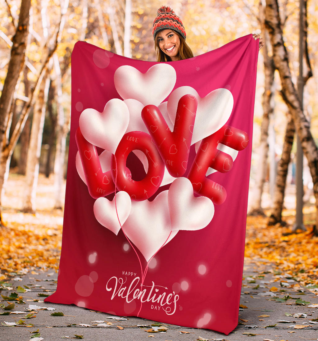 Valentines Day Love Balloons Blanket