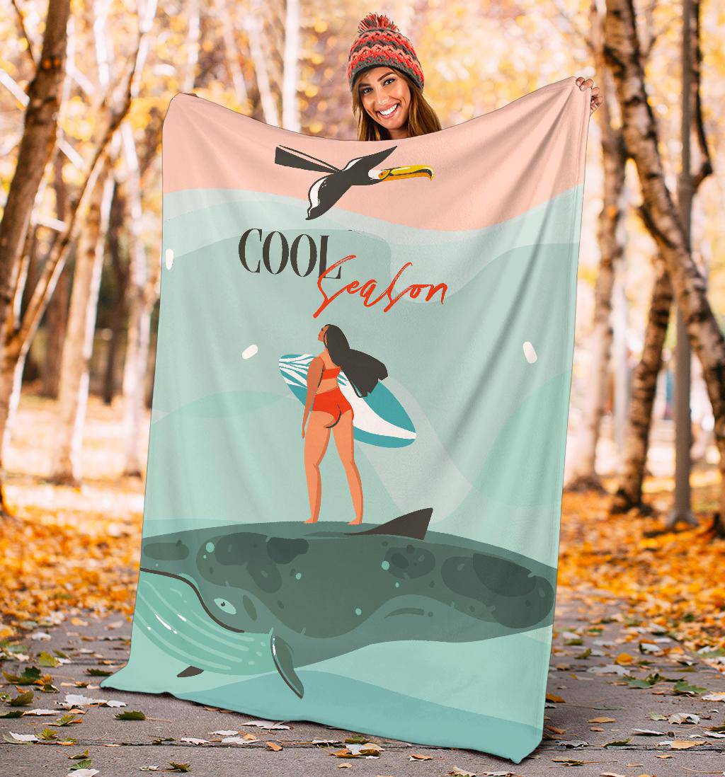 Hand Drawn Premium Blanket, Cool Season Summer - Top Content | POD Collection | Free Shipping