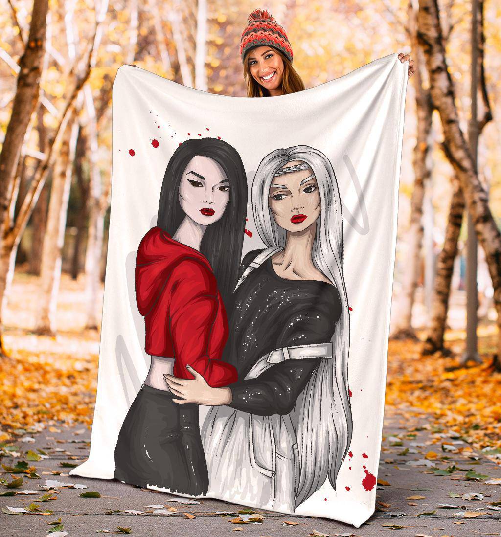 Premium Blanket Beautiful Girlfriends In Stylish Clothes Vector - Top Content | POD Collection | Free Shipping