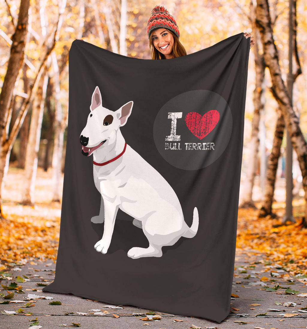 Premium Blanket I Love Bull Terrier Dog Lover Cartoon - Top Content | POD Collection | Free Shipping